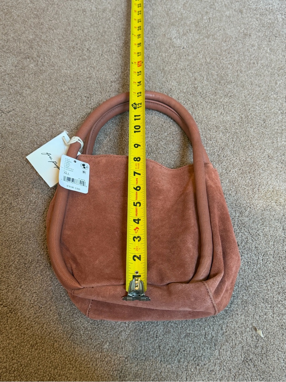 NWT new free people Barlow suede bucket bag tote rust orange brown - Picture 9 of 16